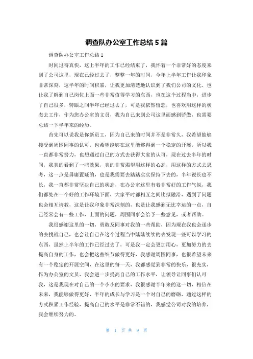 调查队办公室工作总结5篇