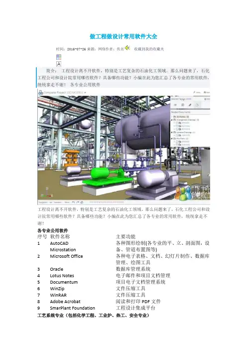 做工程做设计常用软件大全
