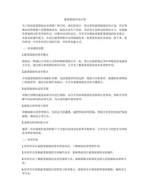 蔬菜嫁接培训计划