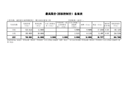 最高限价计算表--