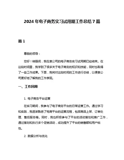 2024年电子商务实习试用期工作总结7篇