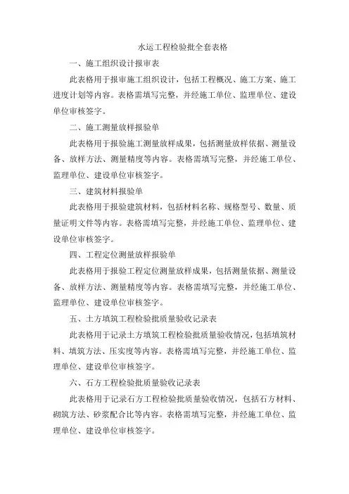 水运工程检验批全套表格