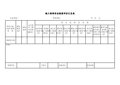(安全检查标准)评分表