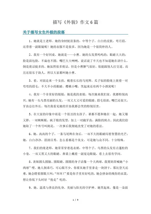 描写《外貌》作文6篇