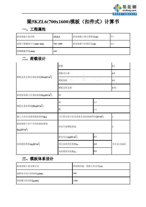 700x1600框架梁模板计算书(木胶合板)