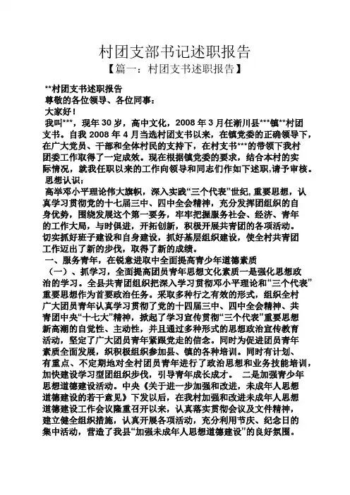 记述文之村团支部书记述职报告