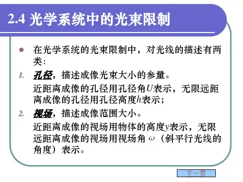 光学系统中的光束限制