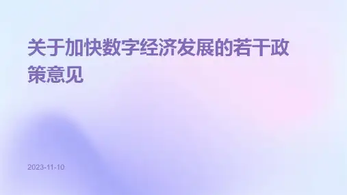 关于加快数字经济发展的若干政策意见