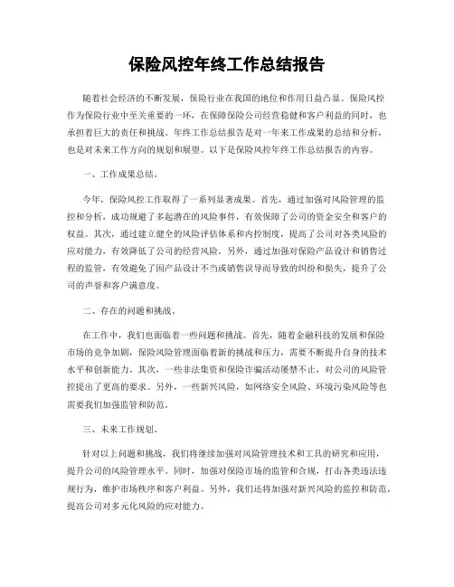 保险风控年终工作总结报告