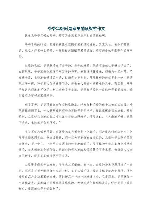 爷爷年轻时是家里的顶梁柱作文