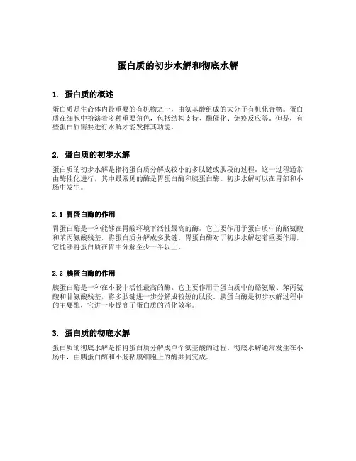 蛋白质的初步水解和彻底水解