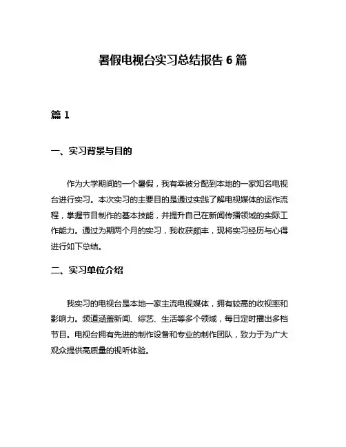 暑假电视台实习总结报告6篇