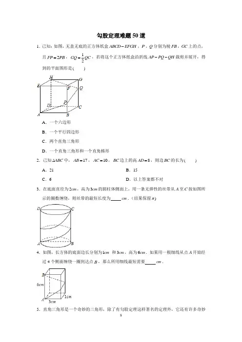 勾股定理难题50道
