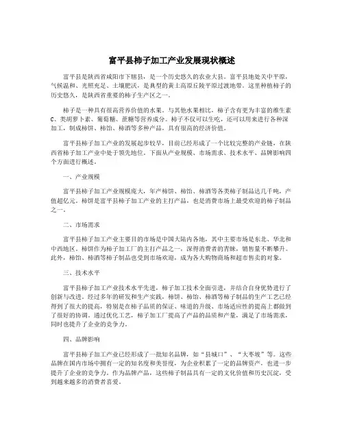富平县柿子加工产业发展现状概述