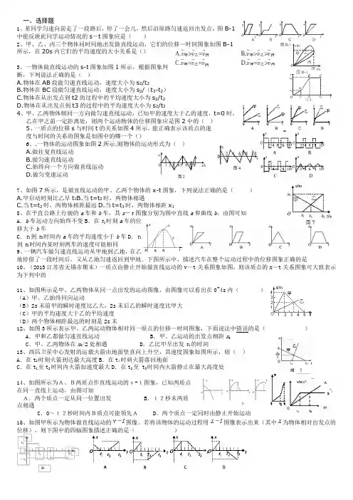 高中物理必修一位移时间图像 速度时间图像精选A4家教版