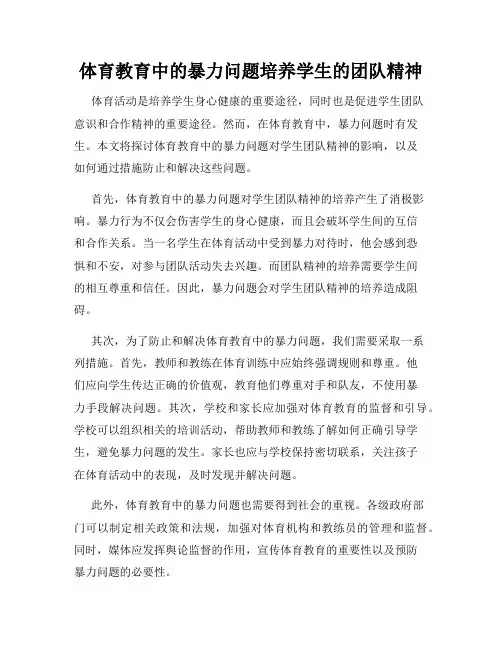 体育教育中的暴力问题培养学生的团队精神