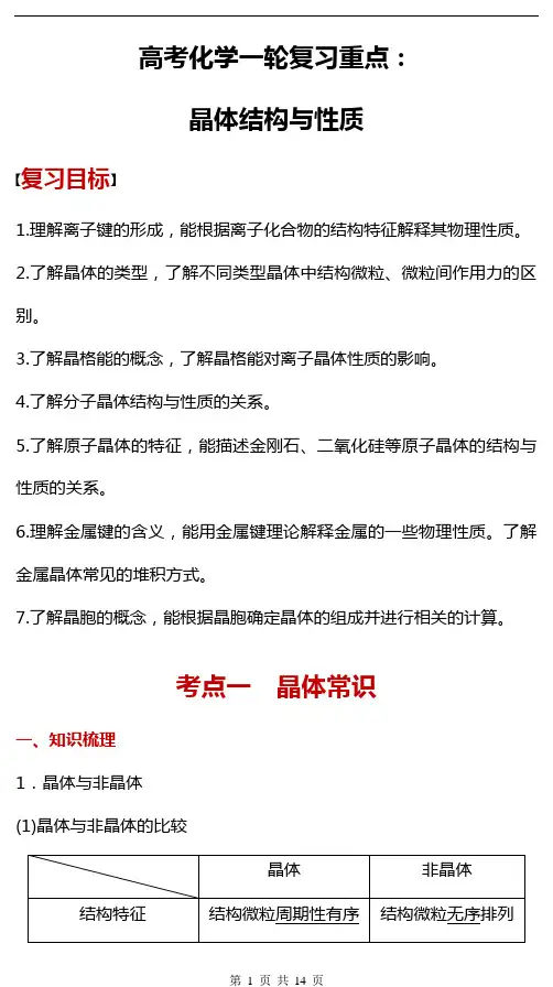 【高中化学】晶体结构与性质(知识梳理+例题解析)