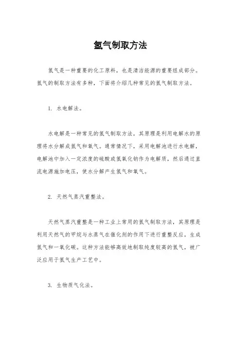 氢气制取方法