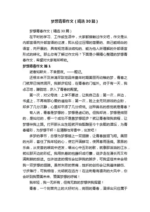梦想青春作文（精选30篇）