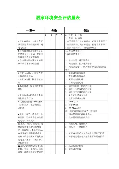 居家环境安全评估量表 Microsoft Word 文档