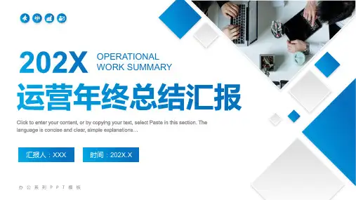 运营年终工作总结 适用于年终报告 年终汇报 新年计划 述职报告 蓝色简约风PPT模板