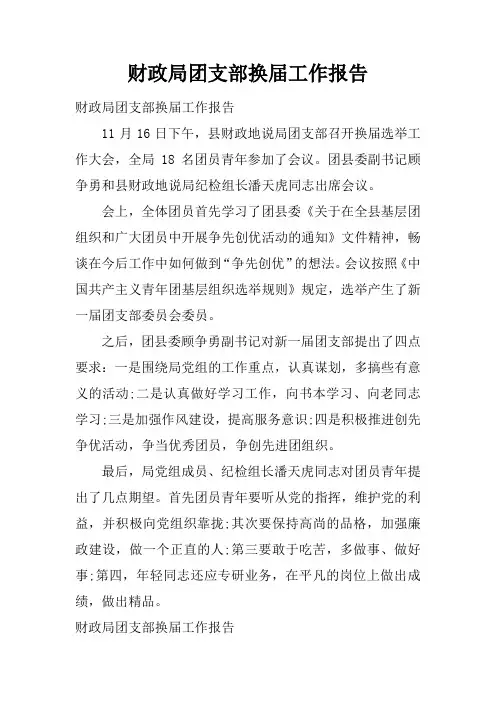 财政局团支部换届工作报告