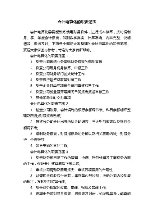 会计电算化的职责范围