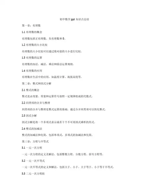 初中数学ppt知识点总结