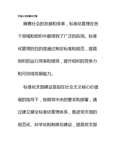 标准化支部建设方案