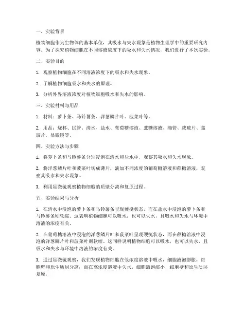 生物吸水实验报告总结