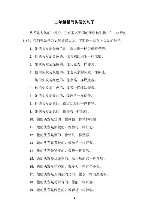 二年级描写头发的句子
