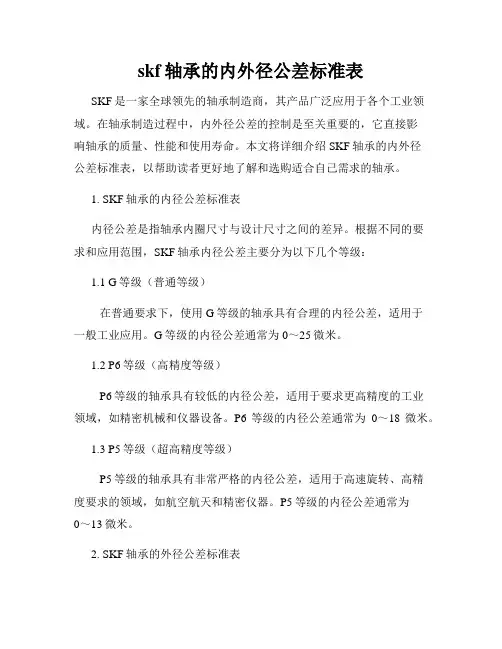 skf轴承的内外径公差标准表