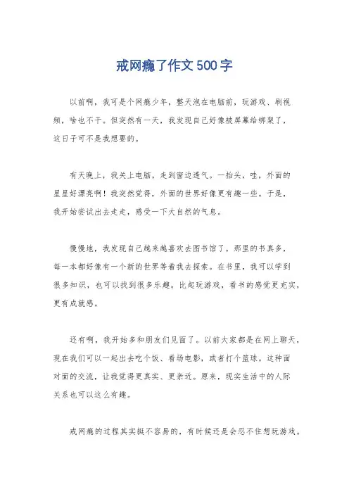 戒网瘾了作文500字
