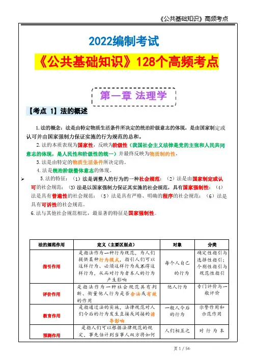 公基128高频考点(共54页)