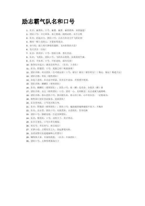 励志霸气队名和口号