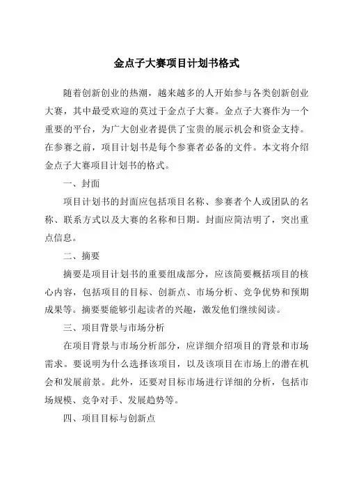 金点子大赛项目计划书格式