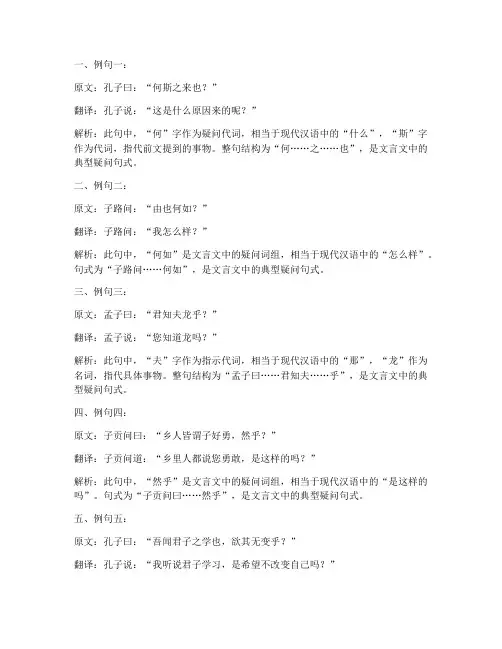 文言文疑问例句及翻译