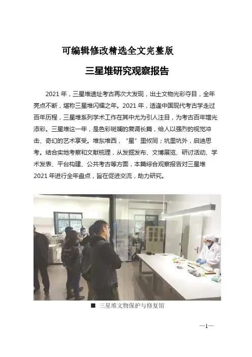 三星堆的研究报告精选全文完整版