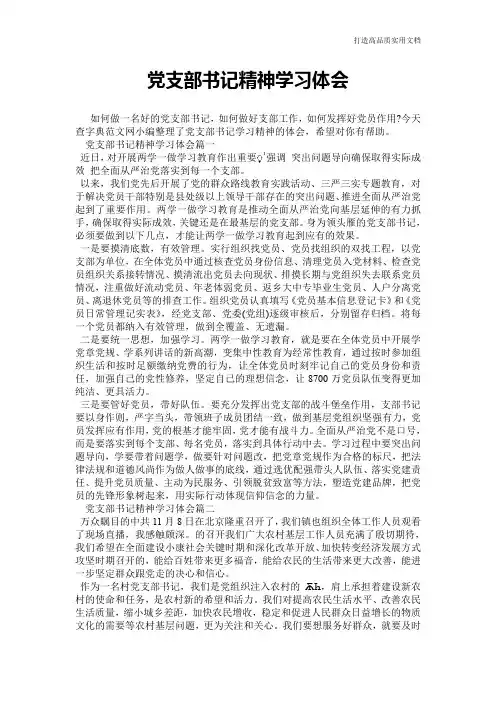 【心得体会范文】党支部书记精神学习体会