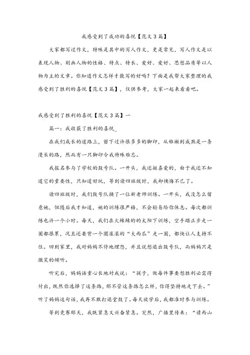 我感受到了成功的喜悦【范文3篇】