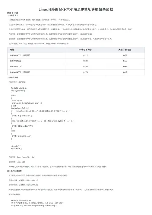 Linux网络编程-2-大小端及IP地址转换相关函数