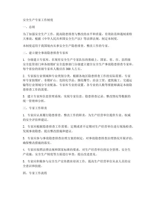 安全生产专家工作制度