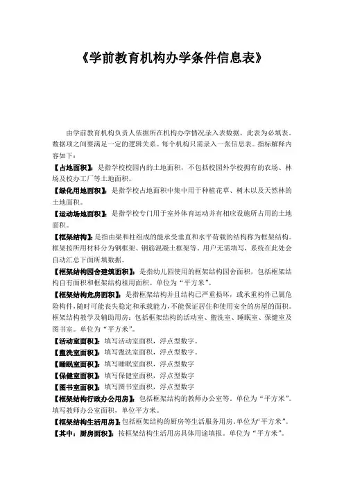 学前教育机构办学条件信息表