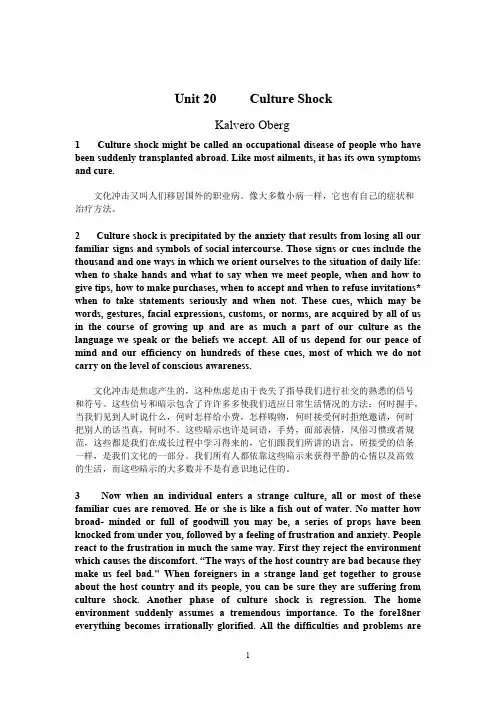 Unit 20  Culture Shock   文化冲击(精品文档)