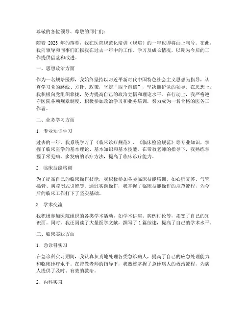 医院规培年终述职