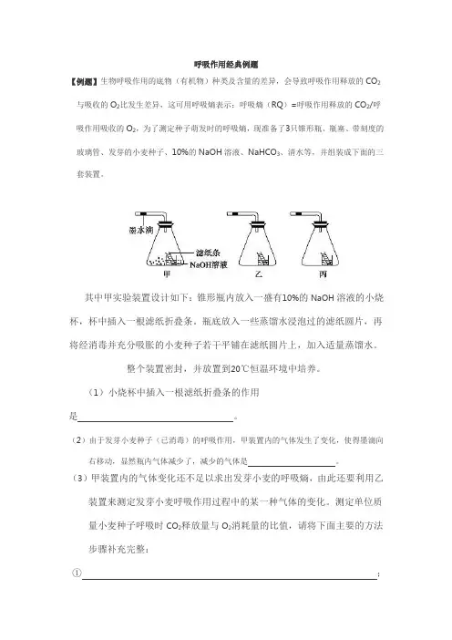 呼吸作用经典例题一