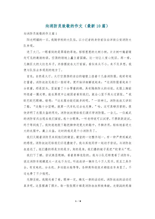 向消防员致敬的作文(最新10篇)