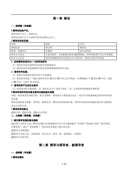 自考高频考点串讲资料00320领导科学