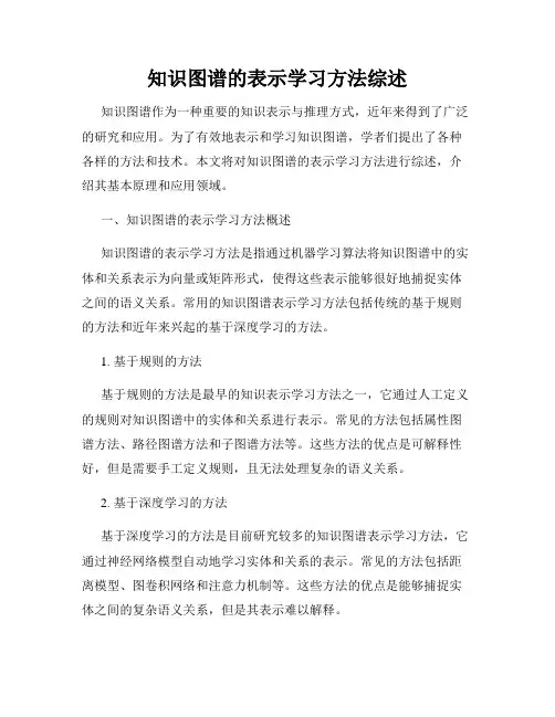 知识图谱的表示学习方法综述