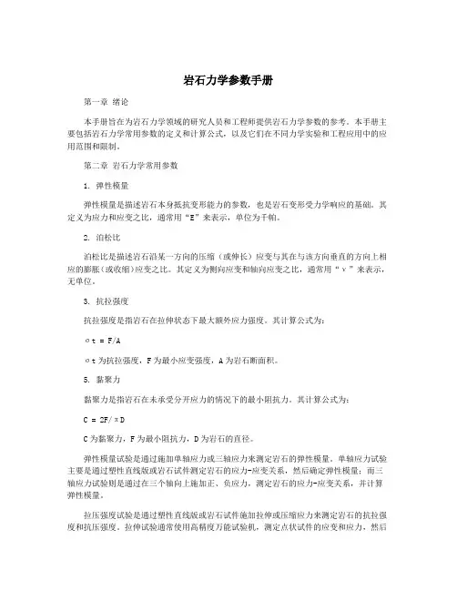 岩石力学参数手册